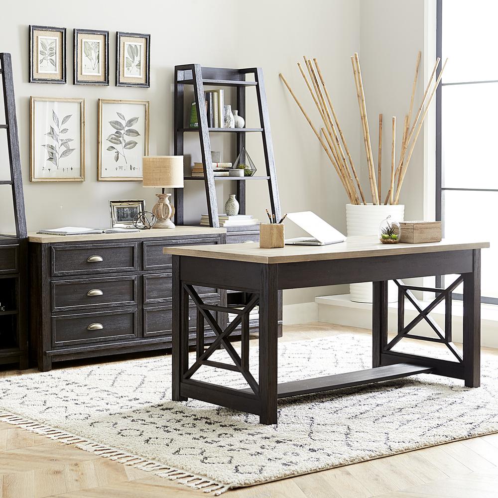 Heatherbrook 2 Piece Desk Set, Dark Brown