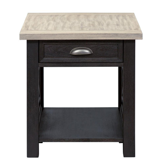 Heatherbrook Drawer End Table, W23 x D27 x H24, Black