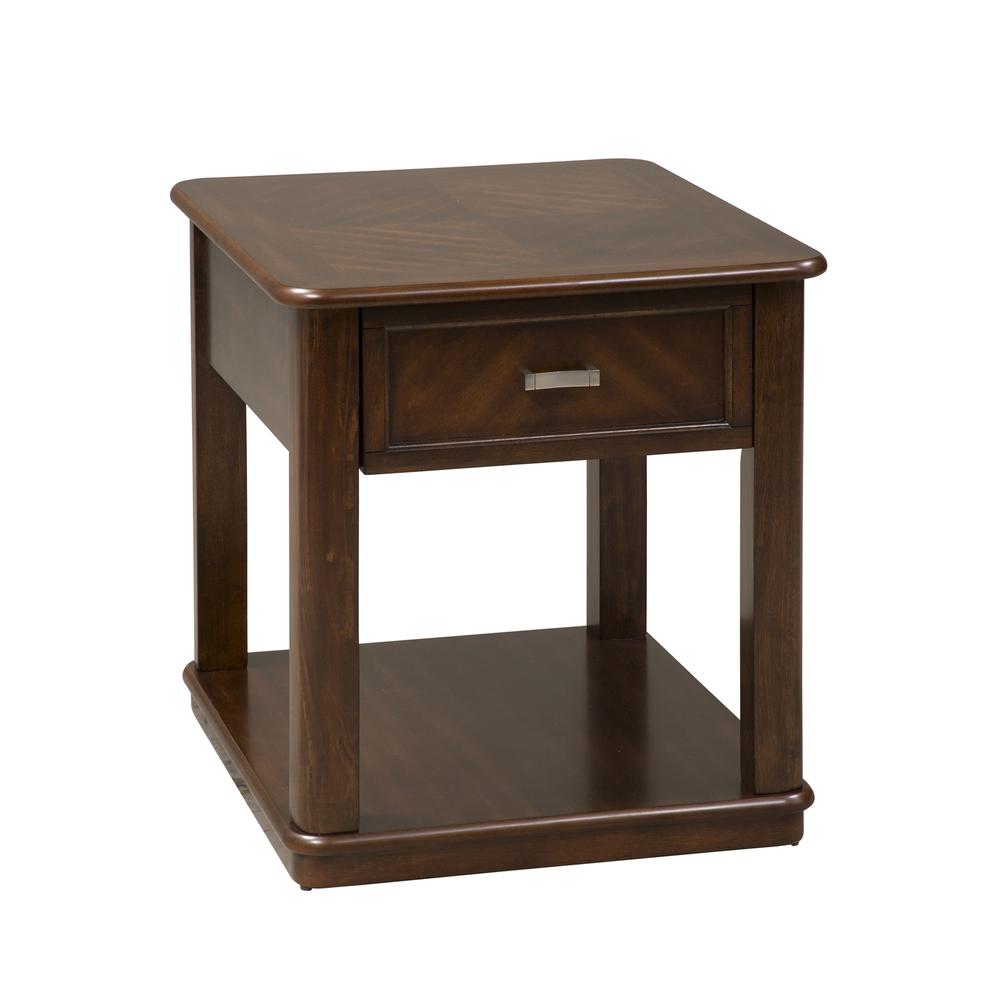 Wallace Occasional End Table, W22 x D26 x H24, Dark Brown