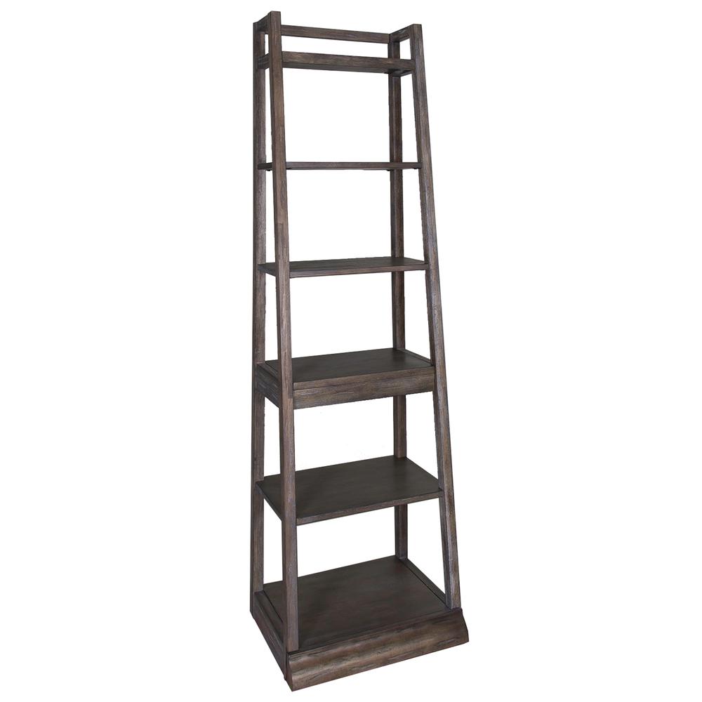 466-HO201 Stone Brook Leaning Bookcase, Dark Brown