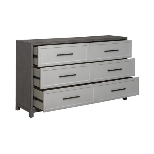 Palmetto Heights 6 Drawer Dresser in Shell White and Driftwood Finish