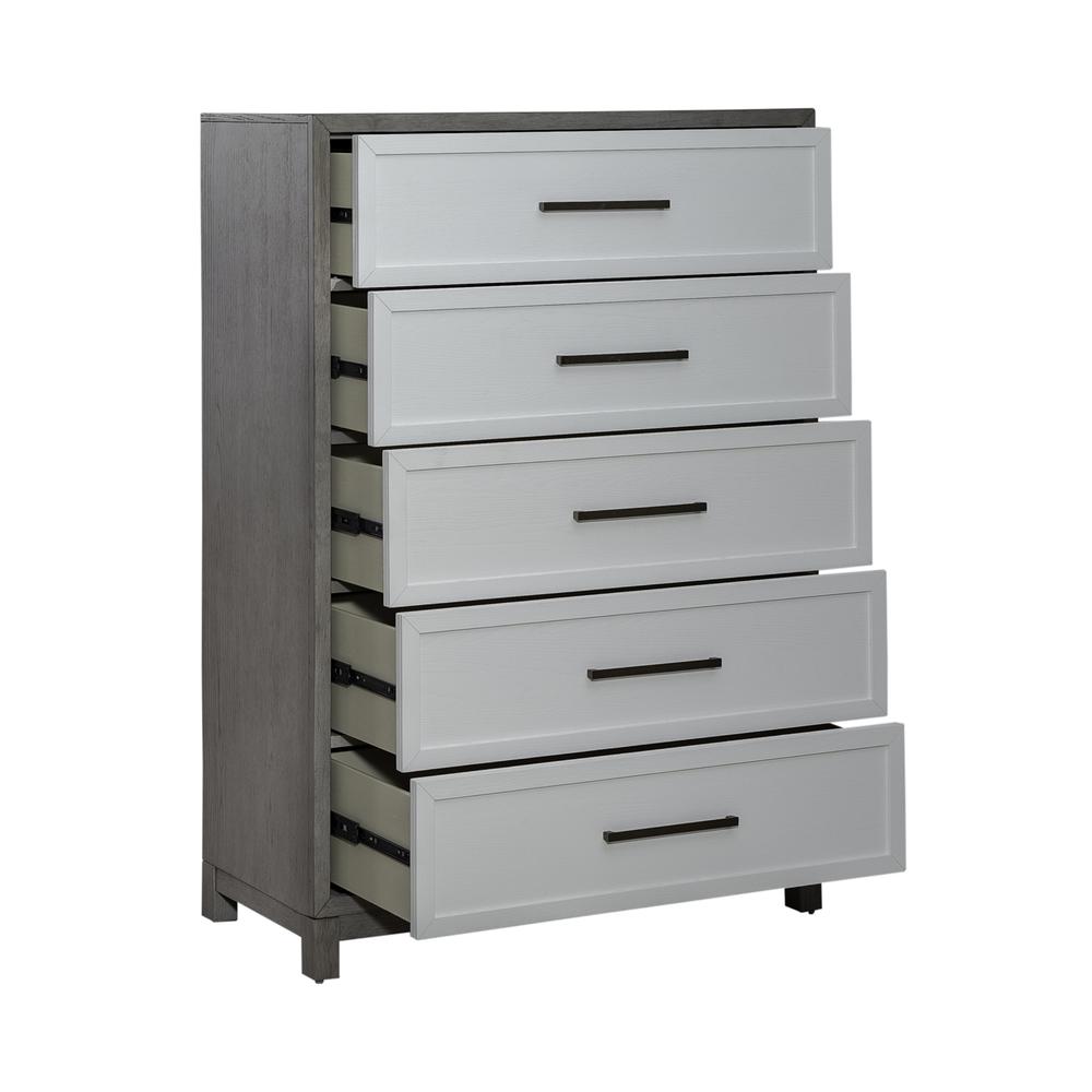 Palmetto Heights 5 Drawer Chest in Shell White and Driftwood Finish