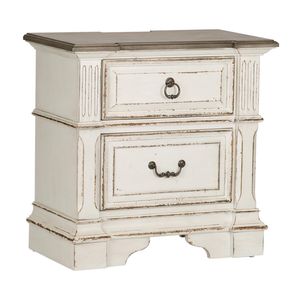 Abbey Park 2 Drawer Night Stand w/Charging Station, W30 x D17 x H30, White