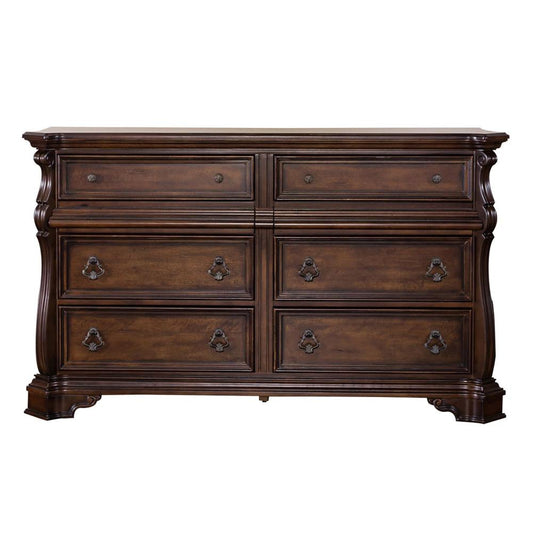 Arbor Place 8 Drawer Double Dresser, 68" x 19" x 40", Brownstone Finish