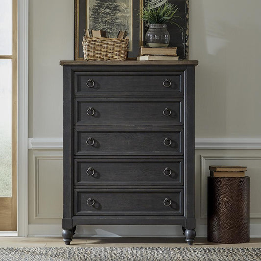 5 Drawer Chest - Black Traditional Multi