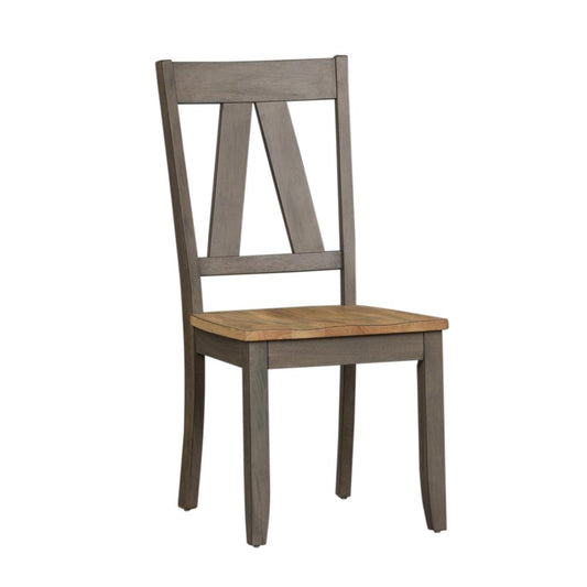 Lindsey Farm Splat Back Side Chair, W18 x D22 x H38, Light Gray