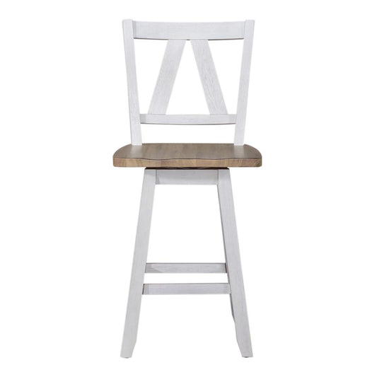 Counter Height Swivel Chair (RTA) - Set of 2 Farmhouse White