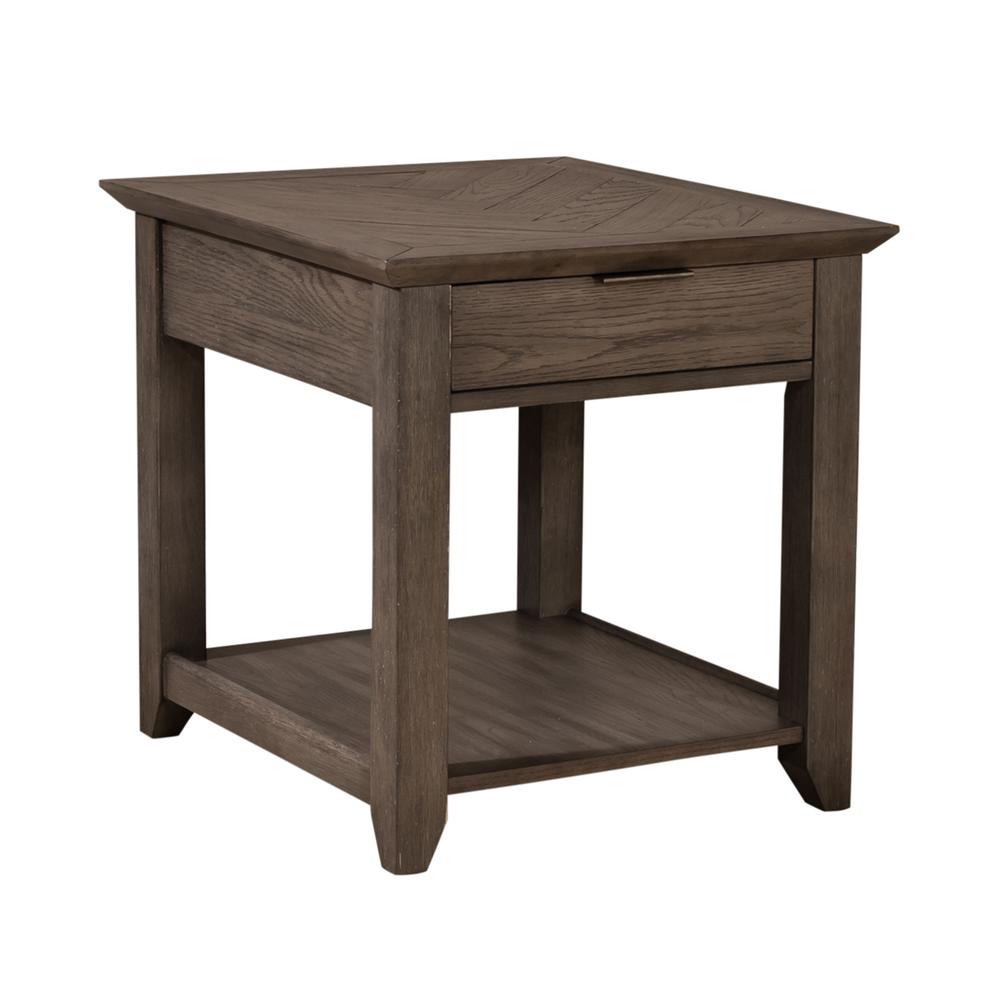 Fawson Rawson 1 Drawer End Table, W23 x D26 x H24, Brown