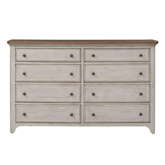 Farmhouse Reimagined 8 Drawer Dresser, W66 x D19 x H40, White