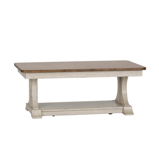 Farmhouse Reimagined Rectangular Cocktail Table, W48 x D28 x H19, White