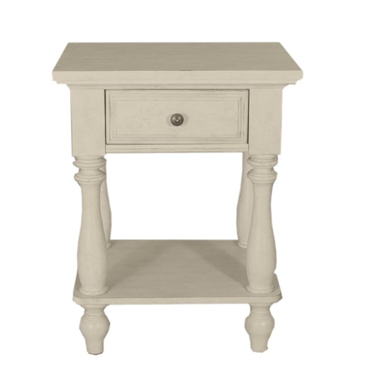 Leg Night Stand, Antique White finish