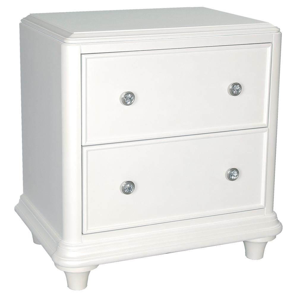 Stardust 2-Drawer Night Stand, 27" x 17" x 27", Iridescent White