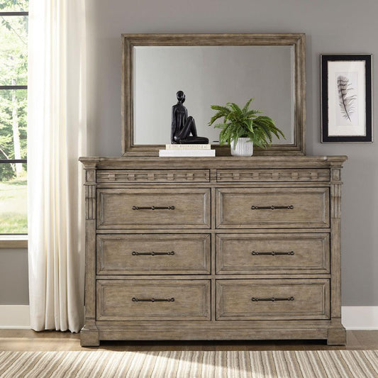 Liberty Furniture Town and Country Dresser & Mirror in Dusty Taupe