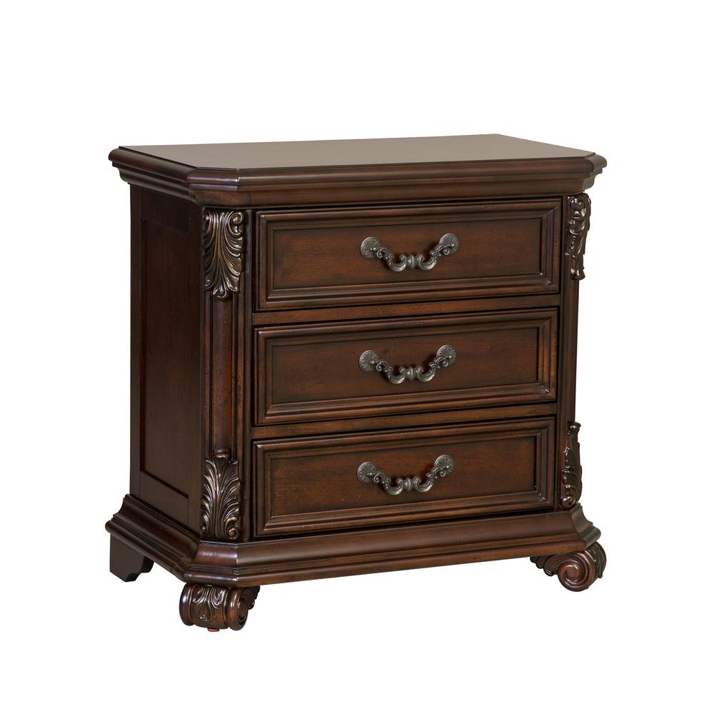 Messina Estates 3-Drawer Night Stand, 30" x 17" x 30", Cognac