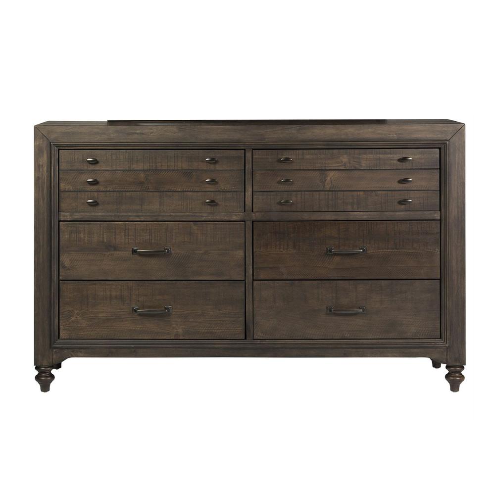 Catawba Hills 6 Drawer Dresser, W64 x D18 x H40, Dark Brown