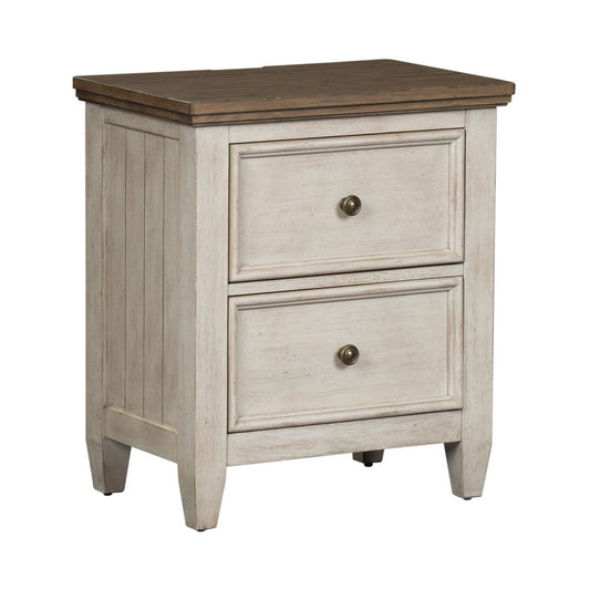 Heartland 2 Drawer Night Stand w/Charging Station, Antique White