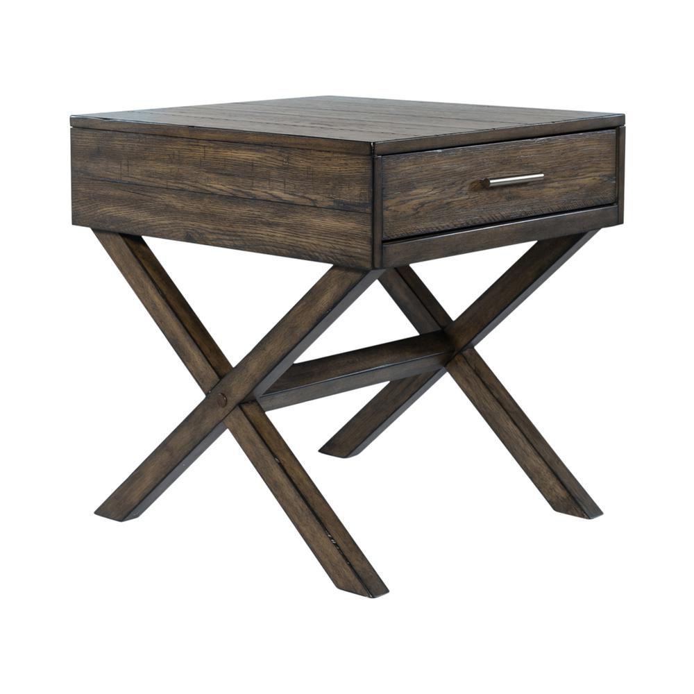 Drawer End Table Transitional Brown