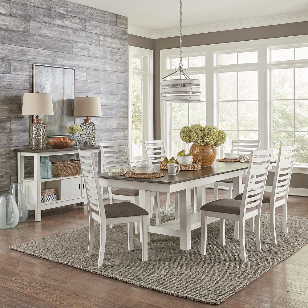 Brook Bay 7 Piece Trestle Table Set - Textured White Finish