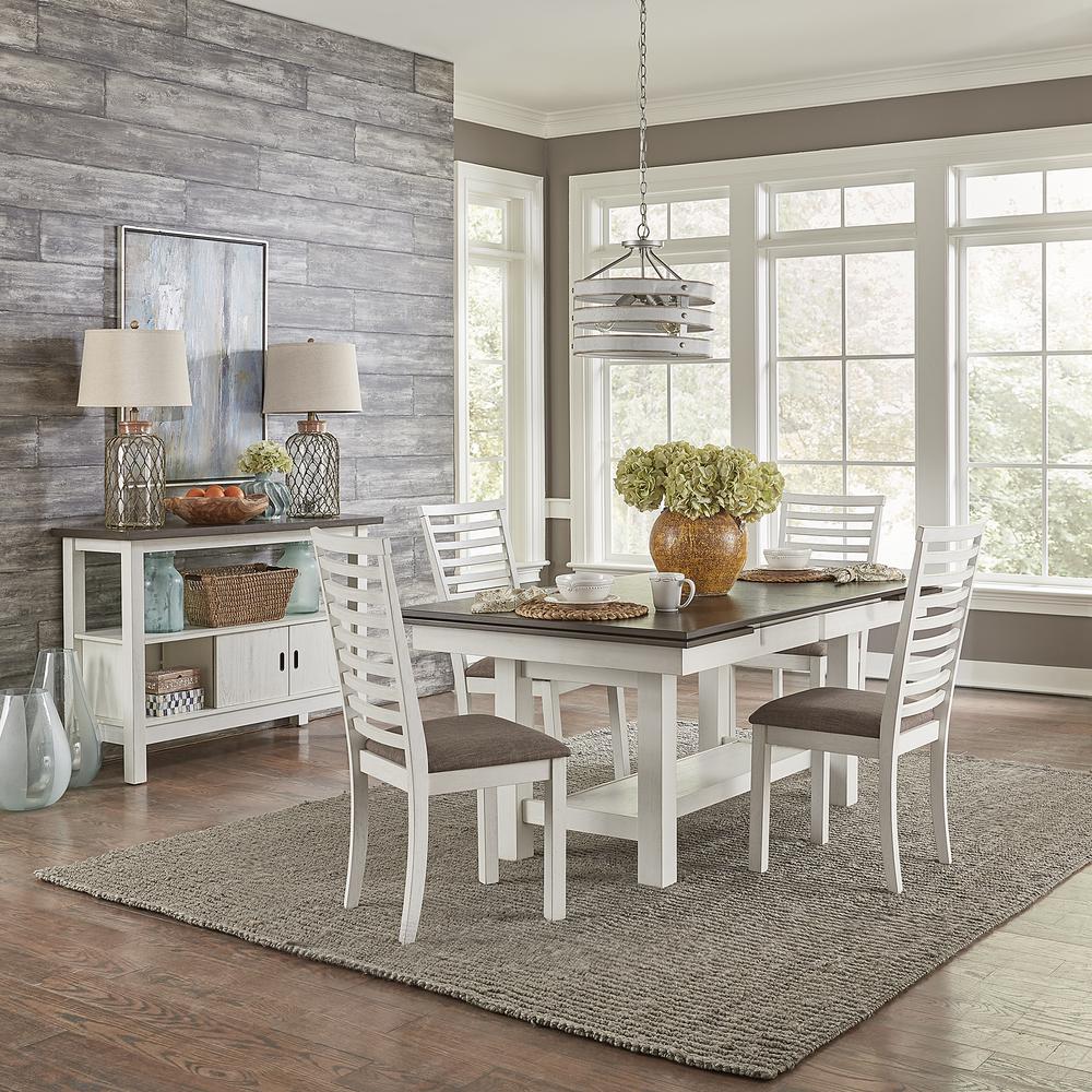 Brook Bay 5 Piece Trestle Table Set - Textured White Finish