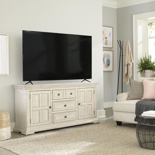 66 Inch TV Console Traditional White