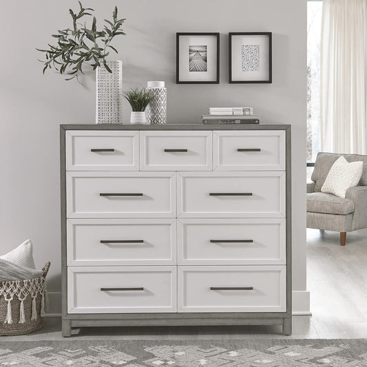 Palmetto Heights 9 Drawer Chesser in Shell White and Driftwood Finish