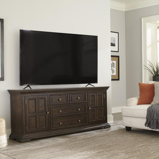 76 Inch TV Console Traditional Brown