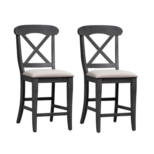 Ocean Isle Upholstered X Back Counter Chair -Set of 2