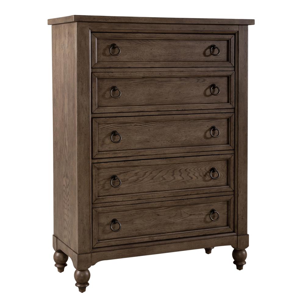 Americana Farmhouse 5 Drawer Chest, W42 x D18 x H56, Black