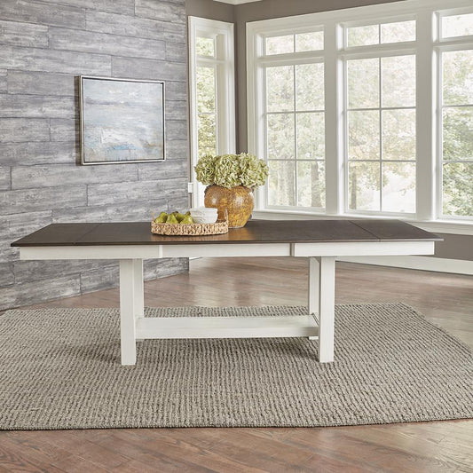 Brook Bay Trestle Table Set - Textured White Finish