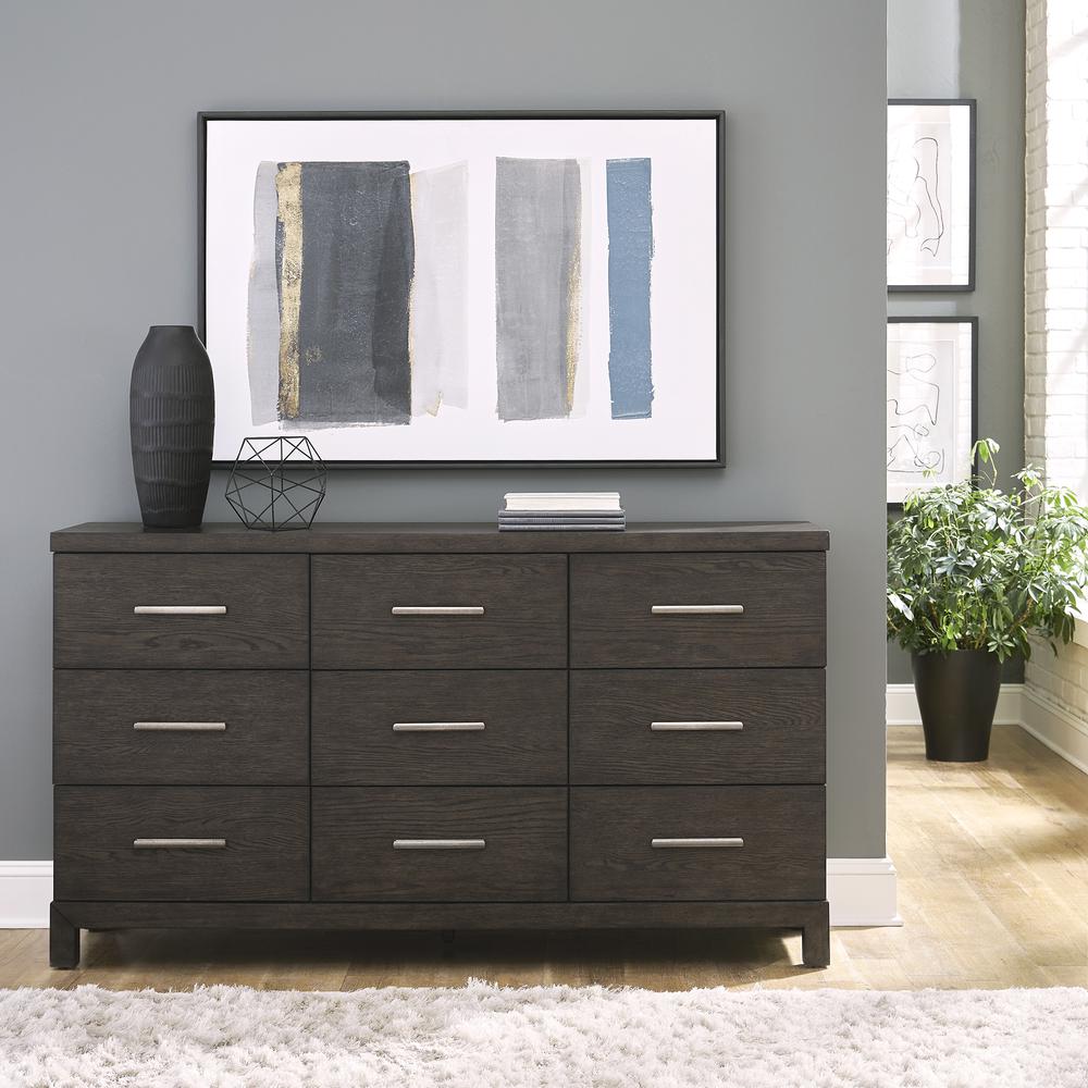 Modern Mix 9 Drawer Dresser - Coffee Bean Finish