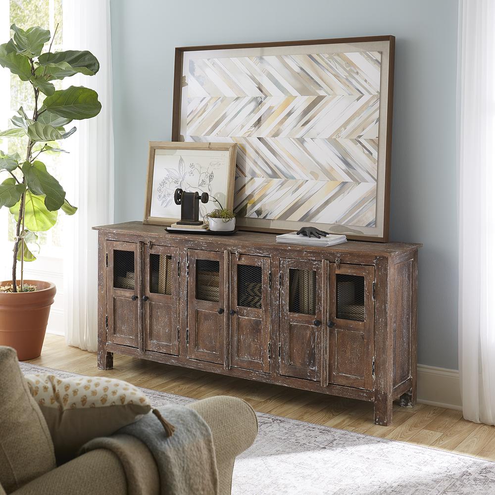 70 Inch Accent Entertainment Console Rustic Brown