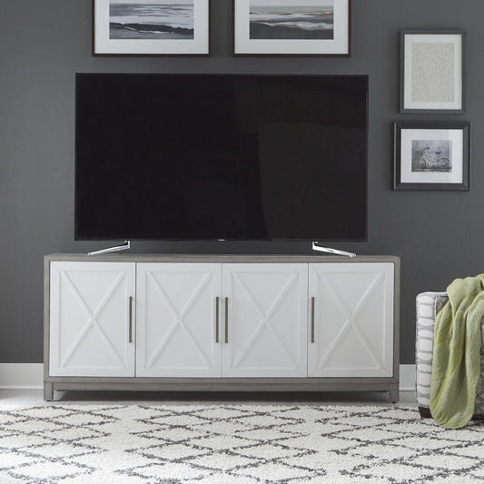 78 Inch TV Console Contemporary White