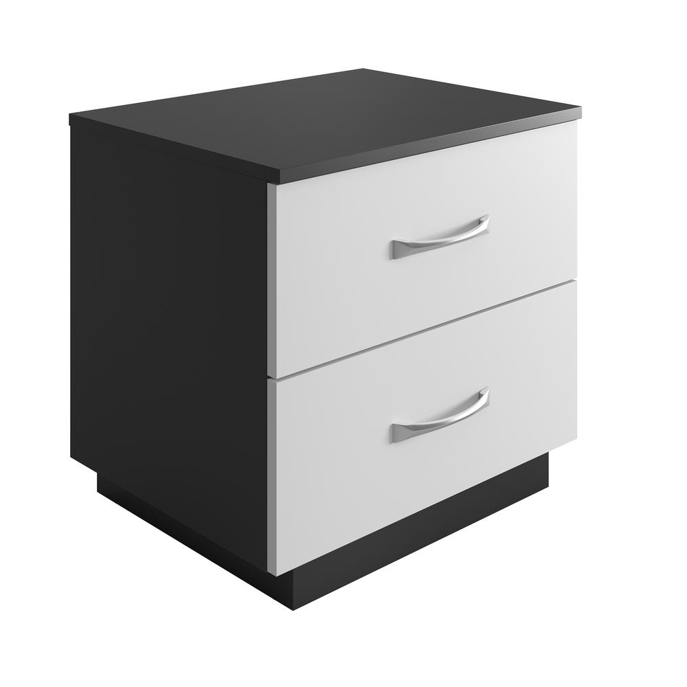 Hamilton Double Drawer Nightstand, Black with White Drawers