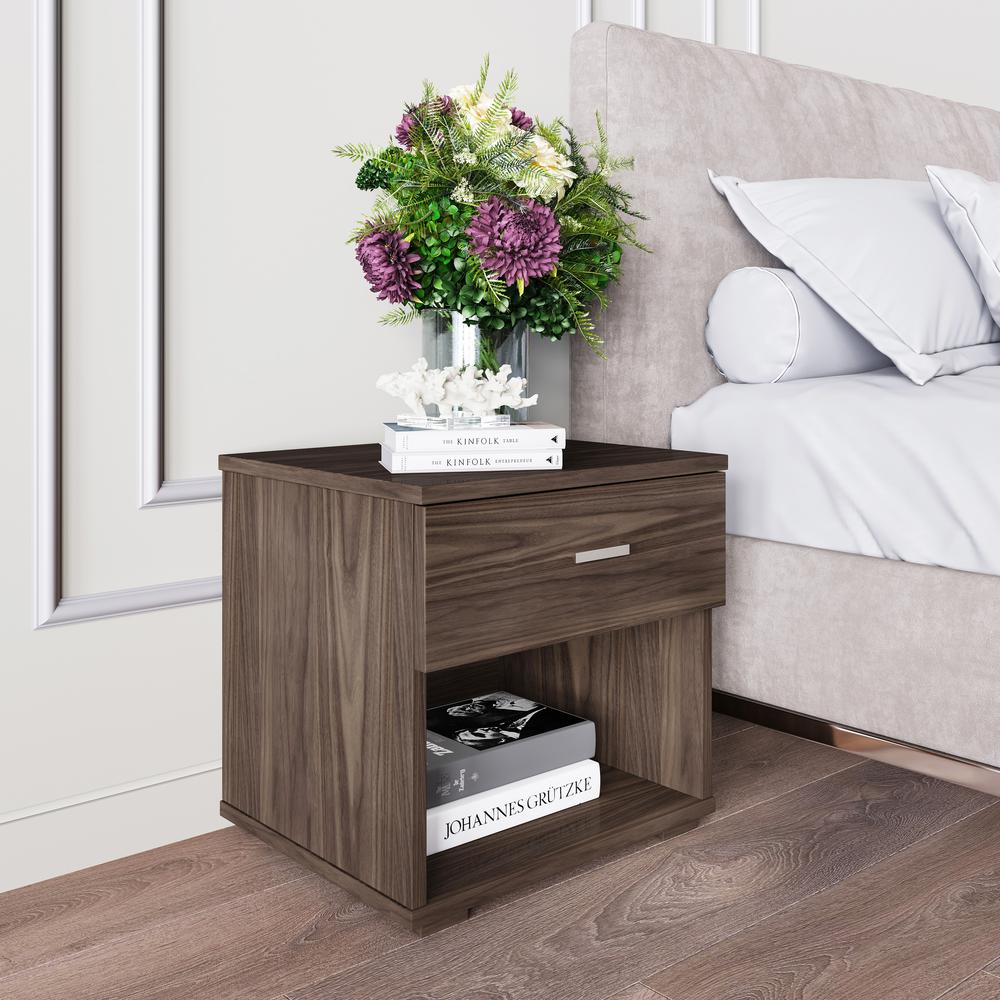 Novara Single Drawer Nightstand, Walnut