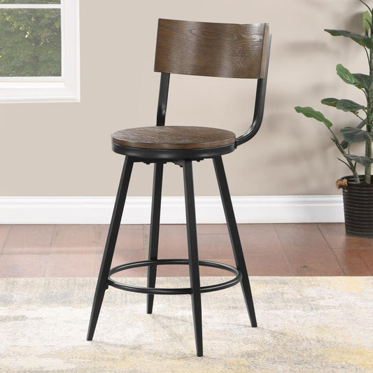 Dalia Brown Wood and Metal Swivel Stool