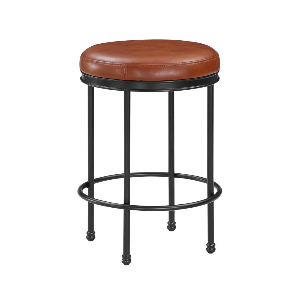 Montecarlo Caramel Faux Leather and Metal Backless Counter Height Stool