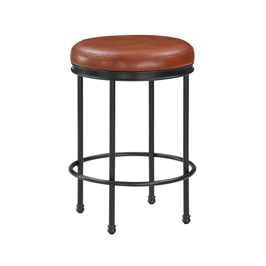 Montecarlo Caramel Faux Leather and Metal Backless Counter Height Stool