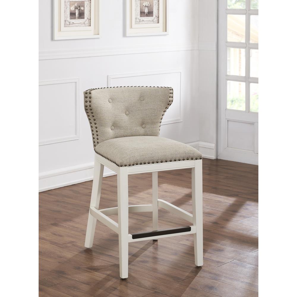 Carena White and Beige Counter Stool