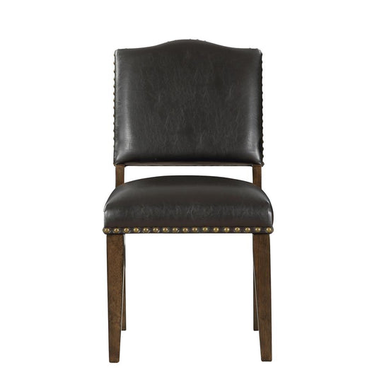 Denver Brown Faux Leather Dining Chair with Nail Heads - Set of 2