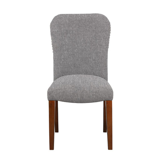 Salina Ashen Grey Dining Chair in Performance Fabric with Nail Heads - set of 2