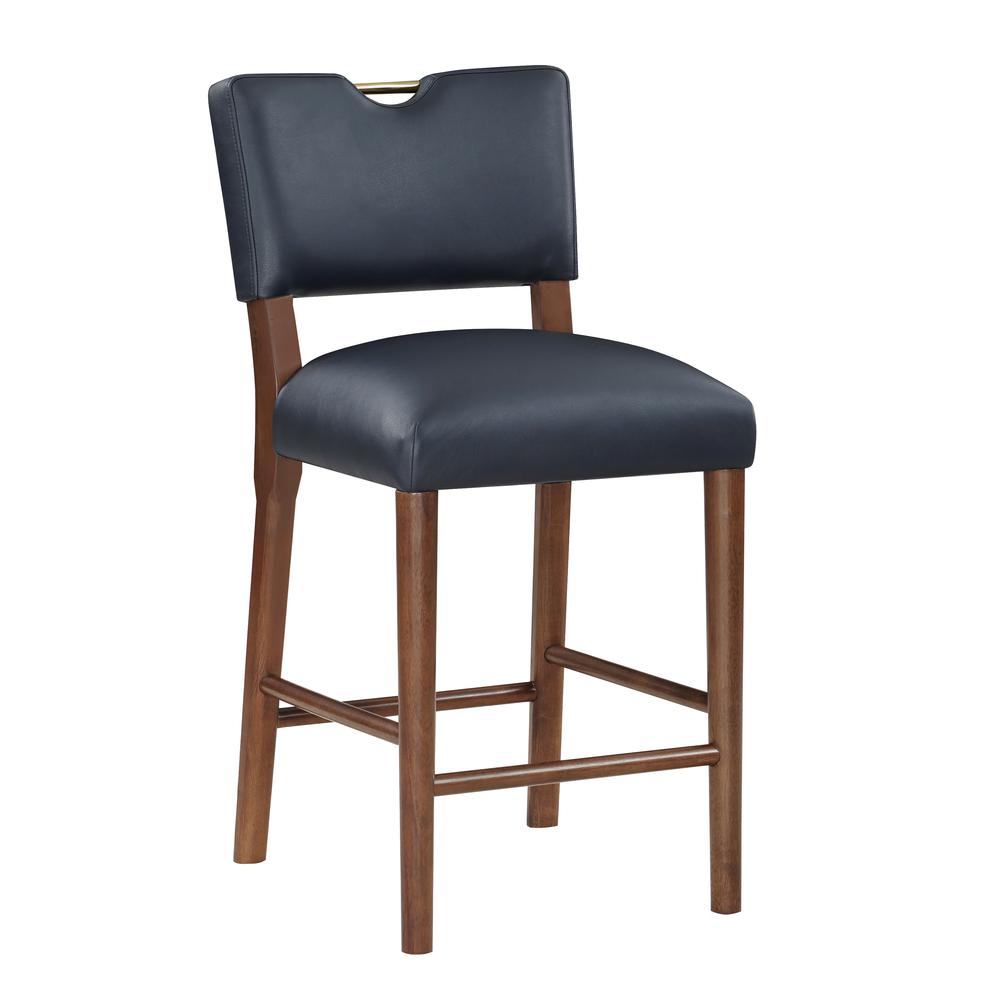 Bonito Midnight Blue Faux Leather Wood Counter Height Stool