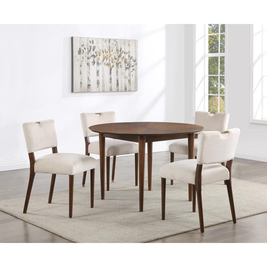 Bonito Sea Oat Velvet 5-Piece Dining Set in Walnut Finish