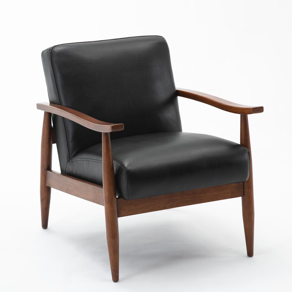 Austin Black Leather Gel Wooden Base Accent Chair