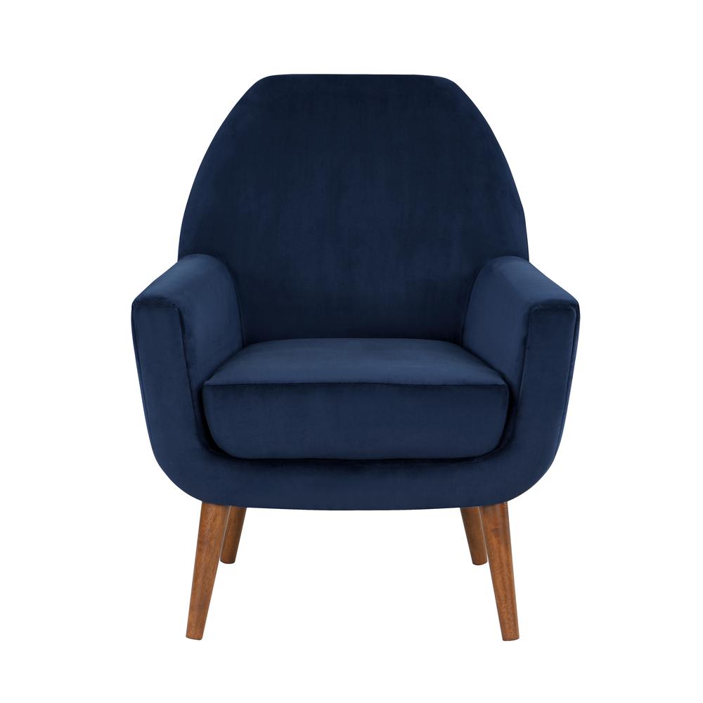 Accera Mid-Century Navy Blue Velvet Arm Chair