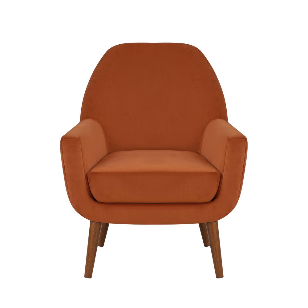 Accera Mid-Century Burnt Orange Velvet Arm Chair