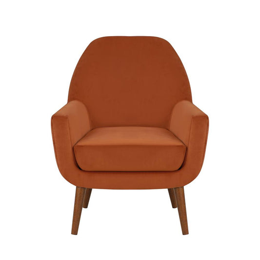 Accera Mid-Century Burnt Orange Velvet Arm Chair