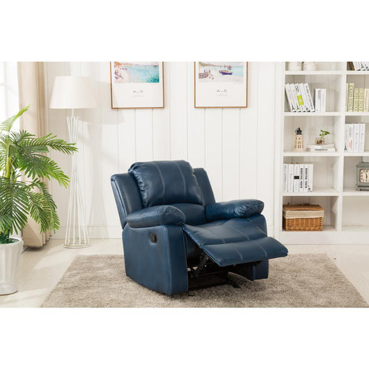 Clifton Navy Blue Leather Gel Glider Rocker Recliner