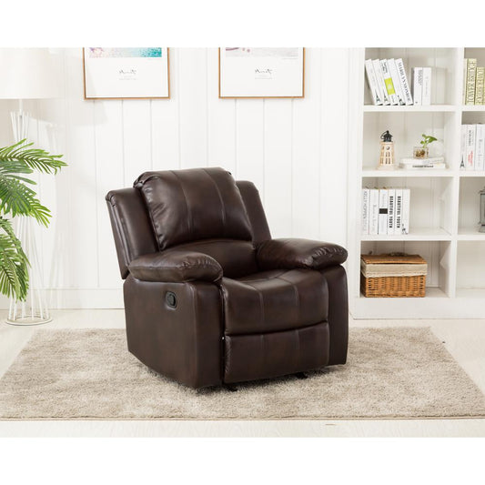 Clifton Burnished Brown Leather Gel Glider Rocker Recliner