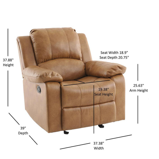 Clifton Saddle Leather Gel Glider Rocker Recliner