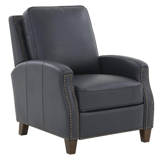 James Midnight Blue Faux Leather Push Back Recliner